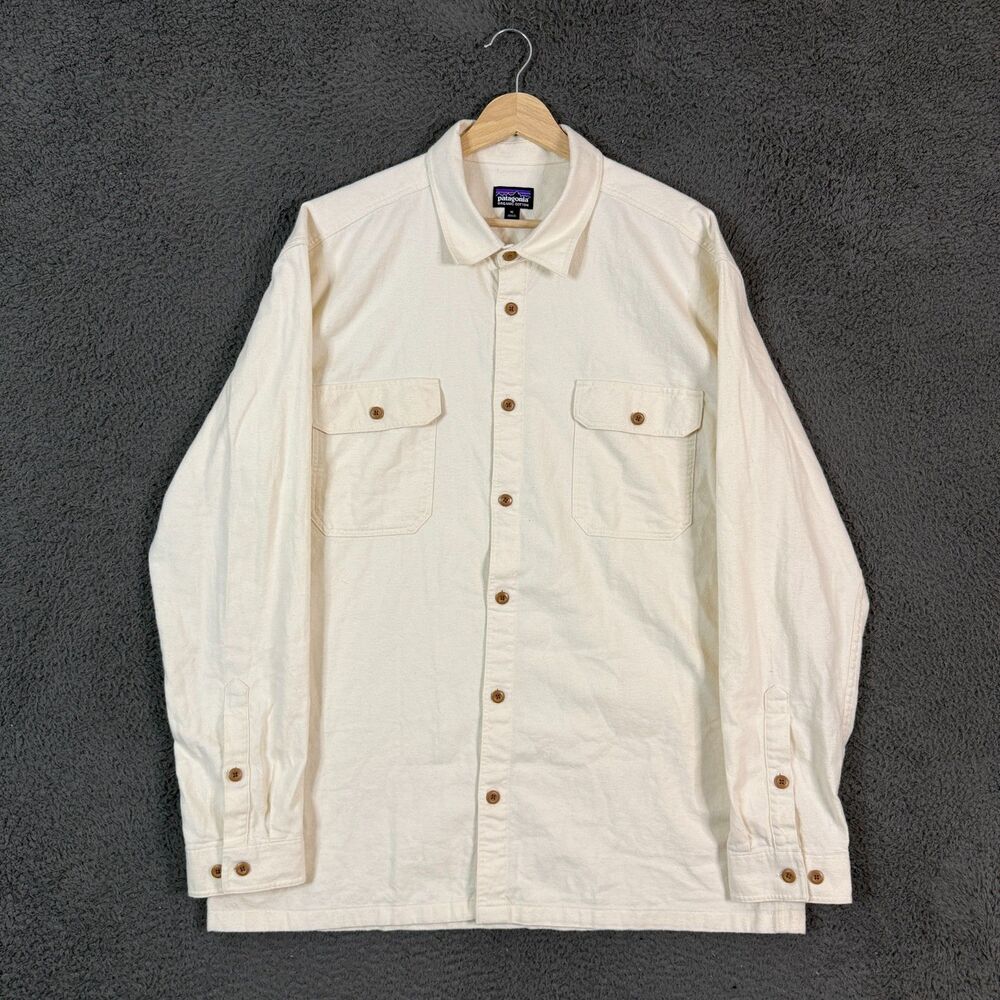 Patagonia Shirt Mens XL Beige Fjord Flannel Long Sleeve Outdoor Travel